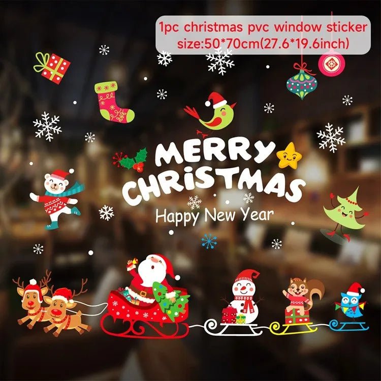 Storazone sticker 38 Christmas Window Stickers Christmas Wall Sticker Kids Room Wall Decals Merry Christmas Decorations For Home New Year Stickers