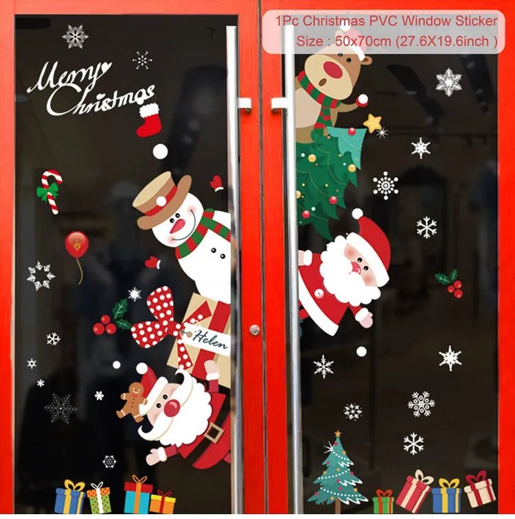 Storazone sticker 4 Christmas Window Stickers Christmas Wall Sticker Kids Room Wall Decals Merry Christmas Decorations For Home New Year Stickers