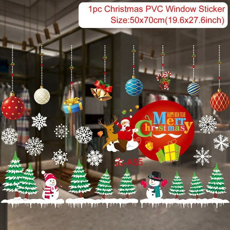 Storazone sticker 40 Christmas Window Stickers Christmas Wall Sticker Kids Room Wall Decals Merry Christmas Decorations For Home New Year Stickers