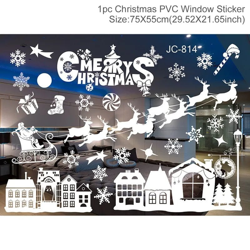 Storazone sticker 5 Christmas Window Stickers Christmas Wall Sticker Kids Room Wall Decals Merry Christmas Decorations For Home New Year Stickers