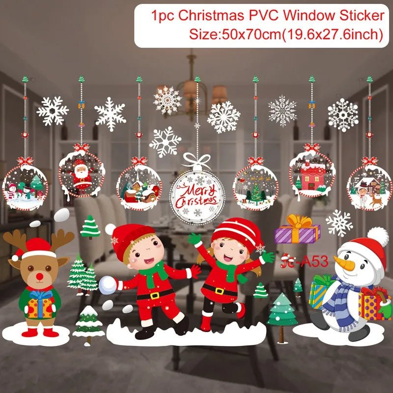 Storazone sticker 6 Christmas Window Stickers Christmas Wall Sticker Kids Room Wall Decals Merry Christmas Decorations For Home New Year Stickers