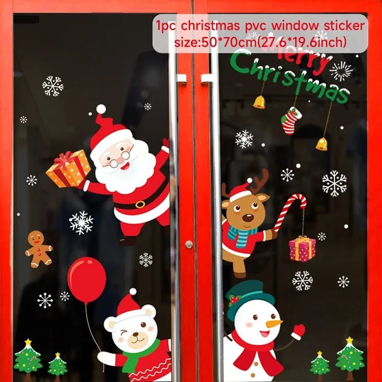 Storazone sticker 8 Christmas Window Stickers Christmas Wall Sticker Kids Room Wall Decals Merry Christmas Decorations For Home New Year Stickers