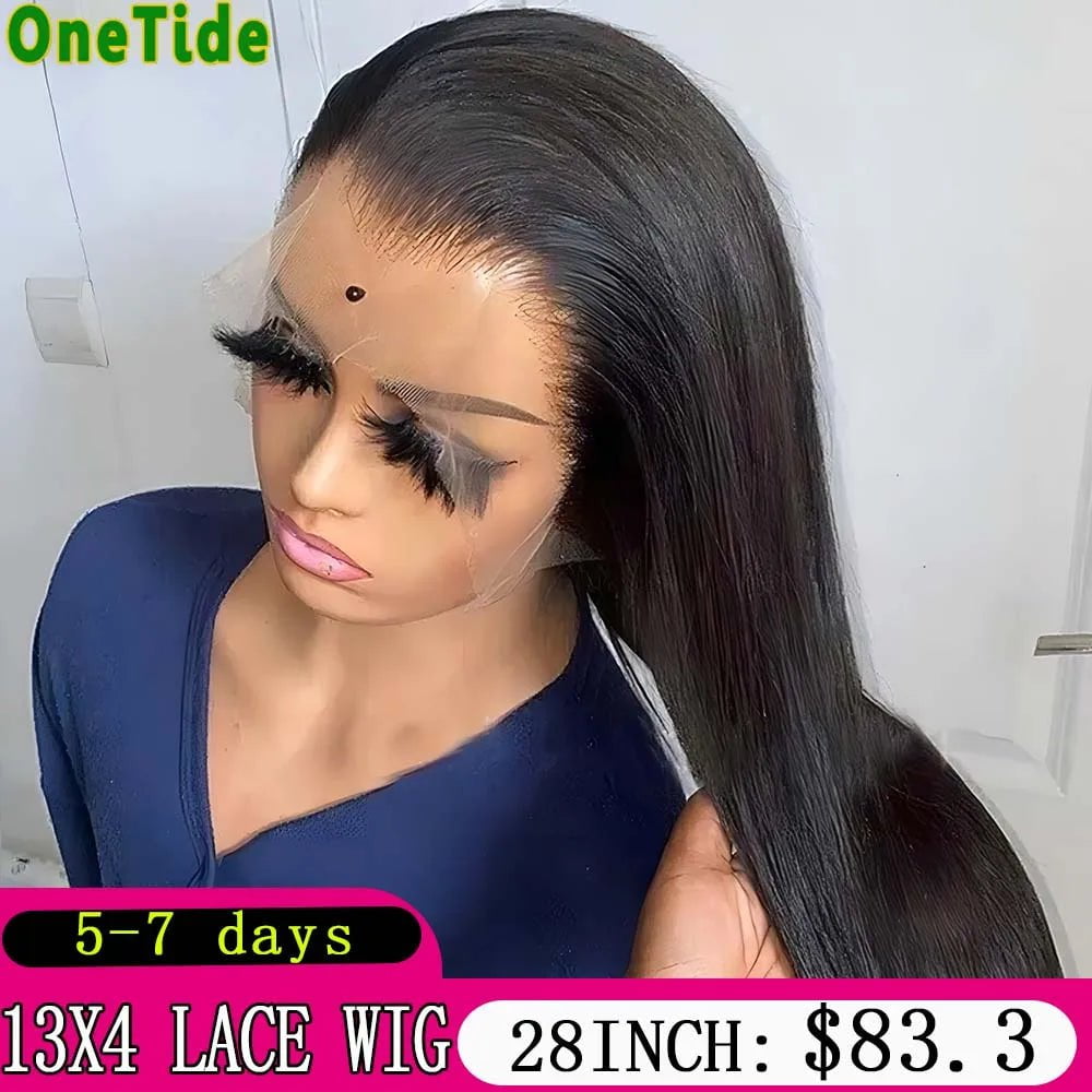 Storazone Straight Lace Front Human Hair Wigs Transparent 13x4 Lace Frontal Human Hair Bleached Invisible Knots Wig For Women Natural Hair