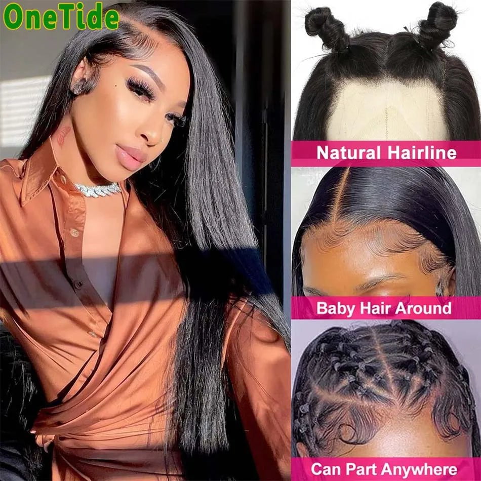Storazone Straight Lace Front Human Hair Wigs Transparent 13x4 Lace Frontal Human Hair Bleached Invisible Knots Wig For Women Natural Hair