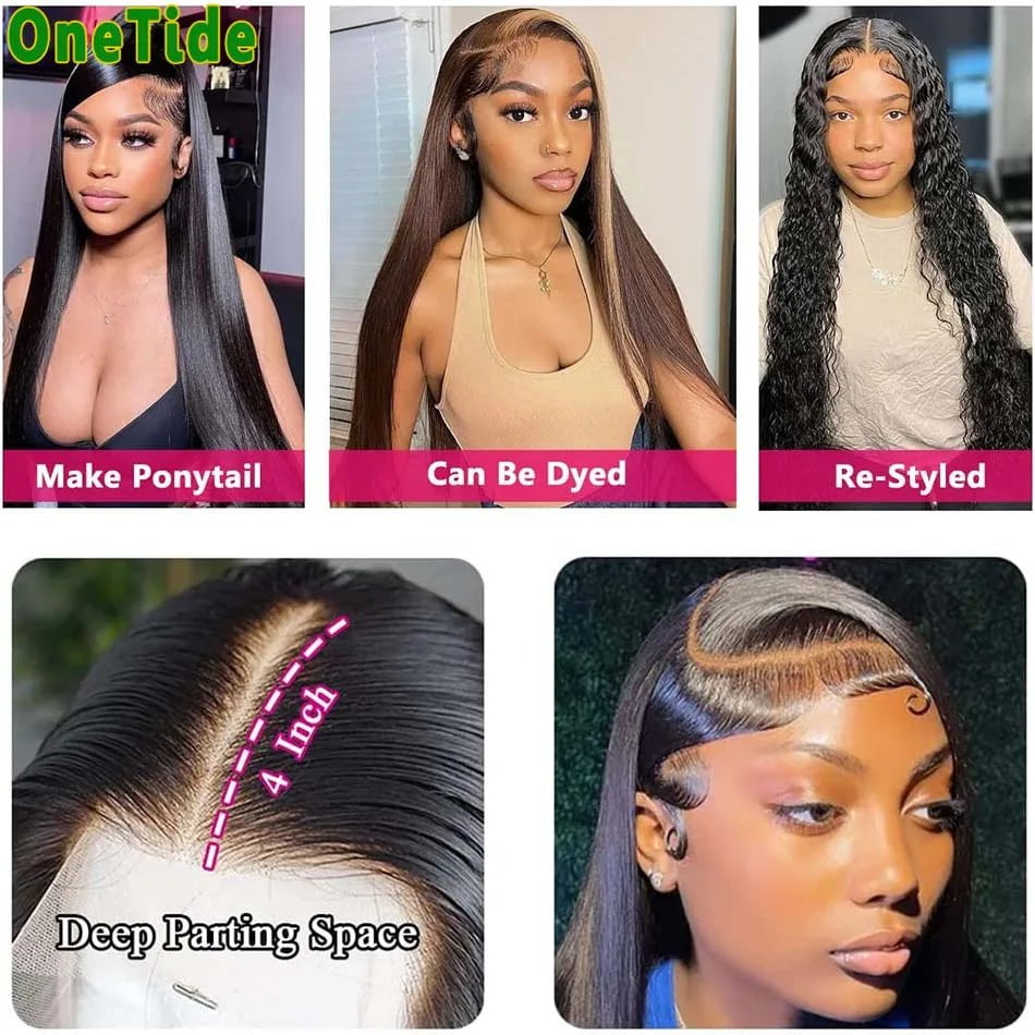 Storazone Straight Lace Front Human Hair Wigs Transparent 13x4 Lace Frontal Human Hair Bleached Invisible Knots Wig For Women Natural Hair