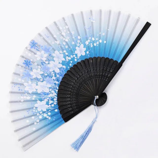 Storazone Style 10 Chinese Japanese Folding Fan Wooden Shank Classical Dance Fan Tassel Elegent Female Fan Party Art Craft Gift Home Decoration