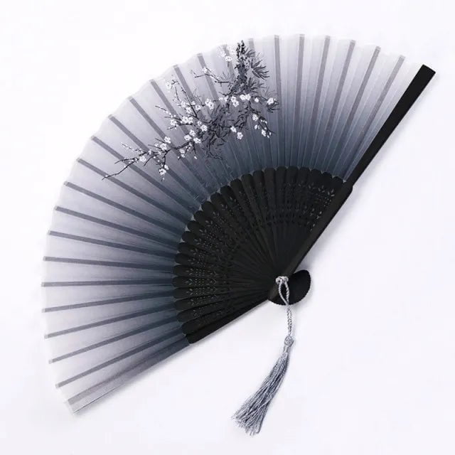 Storazone Style 11 Chinese Japanese Folding Fan Wooden Shank Classical Dance Fan Tassel Elegent Female Fan Party Art Craft Gift Home Decoration