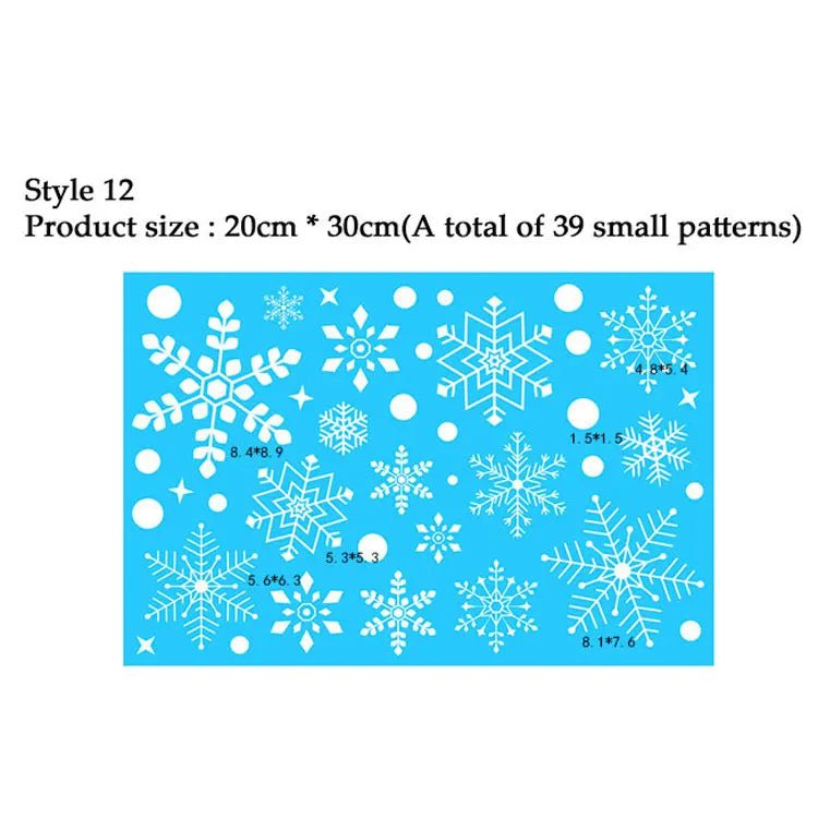 Storazone Style 12 38 Pcs/Lot Snowflake Electrostatic Wall Stickers Window Kids Room Christmas Decoration Decals For Home Decor New Year Wallpaper