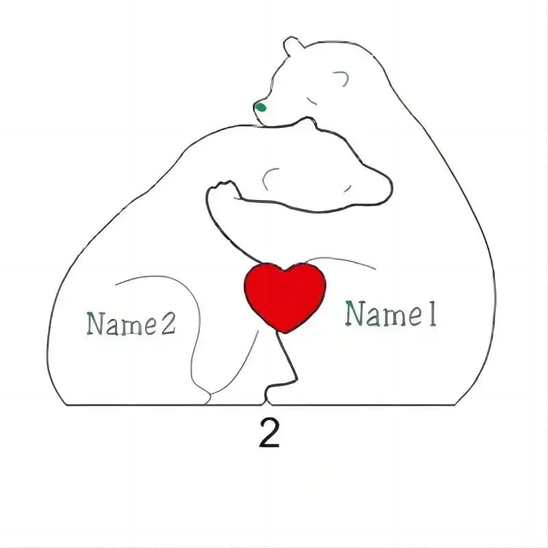 Storazone style B-2 members Free Engraving Personalized Custom Bear Family Wooden Puzzle Christmas Birthday Gift Family Name Sculpture 2-7 Names Desk Decor