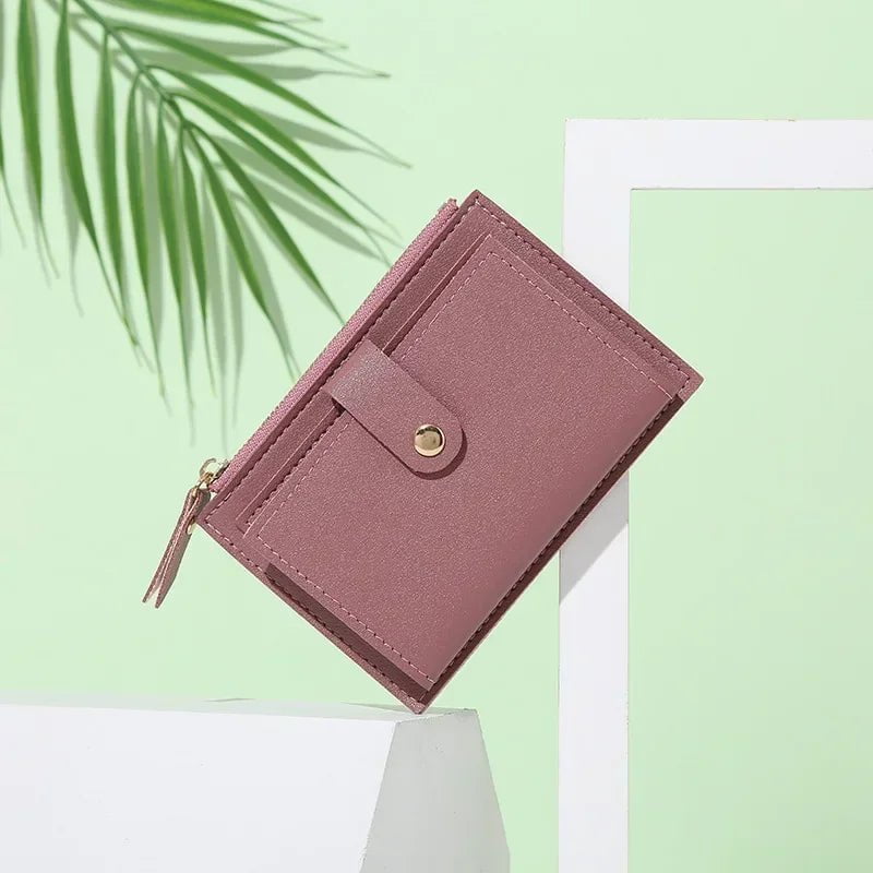 Storazone Style01-Purple Fashion Women Wallets Leather Female Purse Mini Hasp Solid Multi-Cards Holder Coin Short Wallets Slim Small Wallet Zipper Hasp