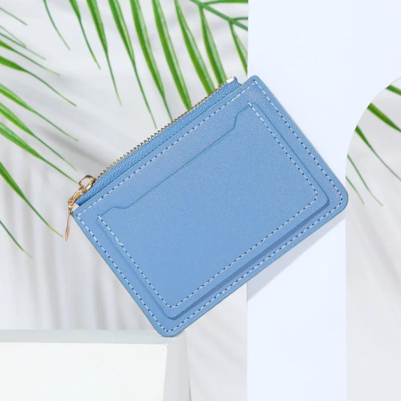 Storazone style2 blue Women Wallets PU Leather Female Purse Mini Hasp Solid Multi-Cards Holder Coin Short Wallets Slim Small Wallet Zipper Hasp