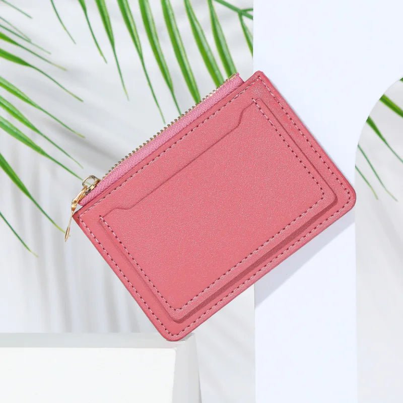 Storazone style2 Dark Pink Women Wallets PU Leather Female Purse Mini Hasp Solid Multi-Cards Holder Coin Short Wallets Slim Small Wallet Zipper Hasp