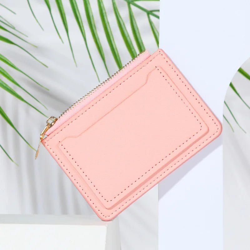 Storazone style2 pink Women Wallets PU Leather Female Purse Mini Hasp Solid Multi-Cards Holder Coin Short Wallets Slim Small Wallet Zipper Hasp