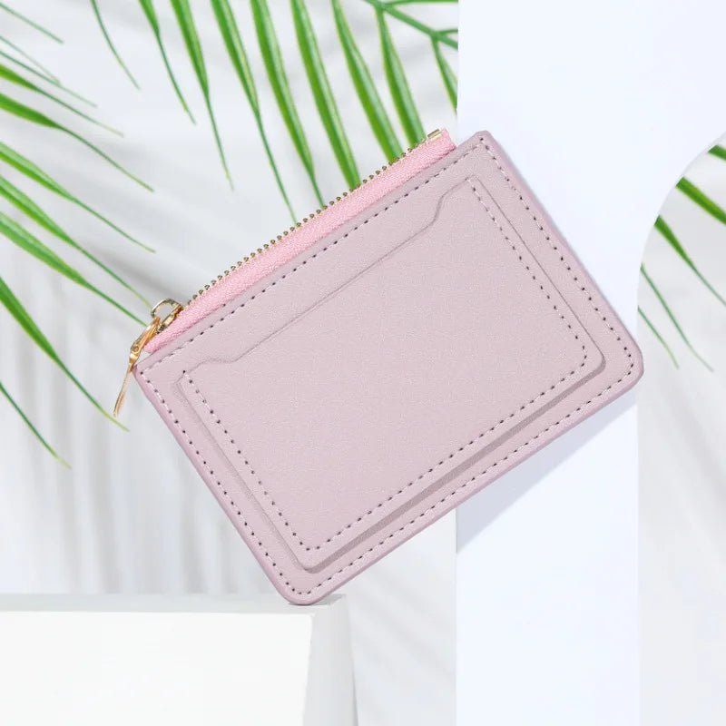 Storazone style2 purple Women Wallets PU Leather Female Purse Mini Hasp Solid Multi-Cards Holder Coin Short Wallets Slim Small Wallet Zipper Hasp