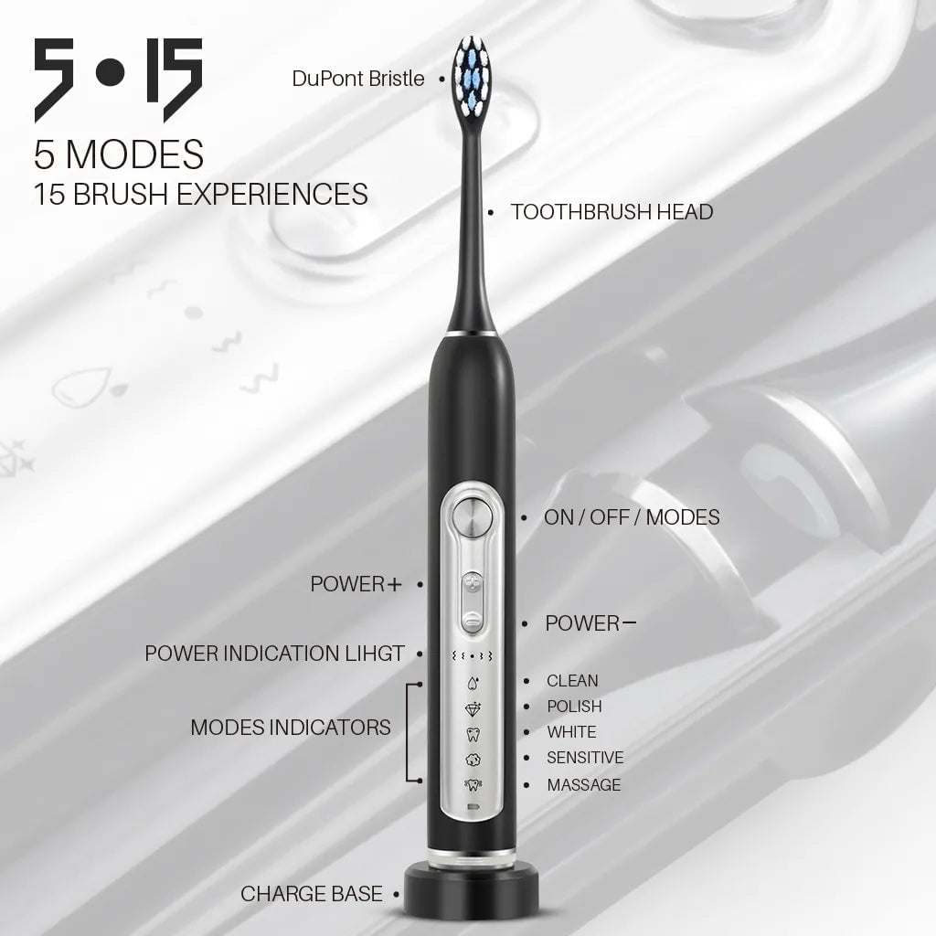 Storazone SUBORT Super Sonic Electric Toothbrushes for Adults Kid Smart Timer Whitening Toothbrush IPX7 Waterproof Replaceable Heads Set