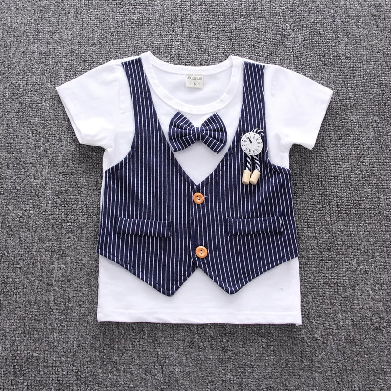 Storazone Summer Kids Baby Boy Bow Tie Formal Clothing Set Children Gentleman Short Shirt + Pants 2PCS Toddler Boys Clothes Outfits