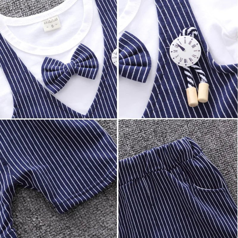 Storazone Summer Kids Baby Boy Bow Tie Formal Clothing Set Children Gentleman Short Shirt + Pants 2PCS Toddler Boys Clothes Outfits