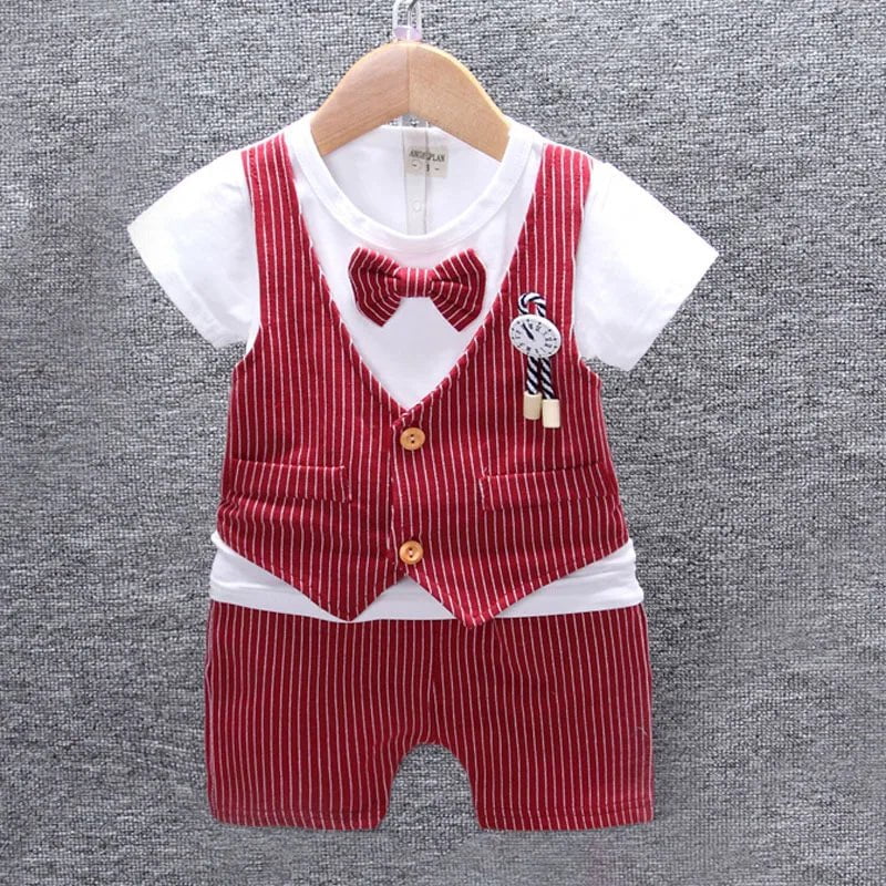 Storazone Summer Kids Baby Boy Bow Tie Formal Clothing Set Children Gentleman Short Shirt + Pants 2PCS Toddler Boys Clothes Outfits