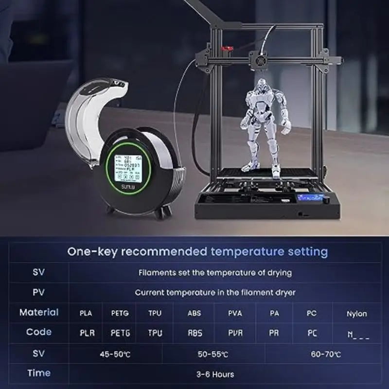 Storazone SUNLU S2 3D Priting Accessories Filament Dryer Box 360° Surrounding Heating&Max Temperature Up to 70°C for 3D Printer Material