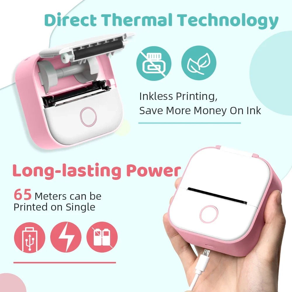 Storazone T02 Mini Thermal Printer Phomemo T02 Sticker Maker Machine Portable Bluetooth Pocket Printer Study Supplies for Photos Notes