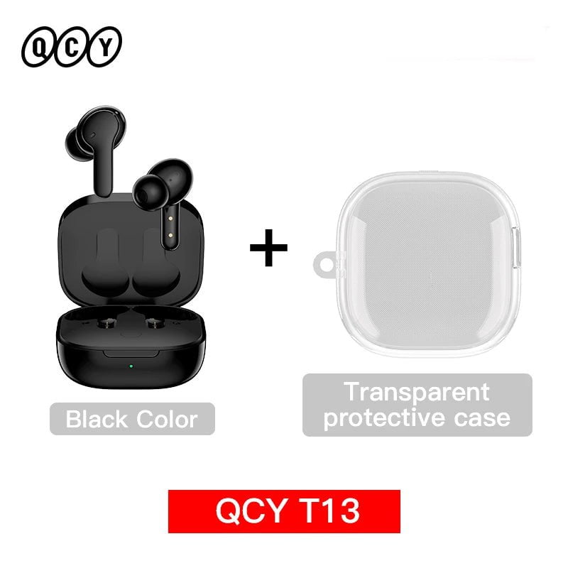 Storazone T13 Black with case / Poland QCY T13 Wireless Smart Headphone BT5.1 TWS Earphone 4 Mic ENC HD Call Headset Touch Control Earbuds Long Standby 40H