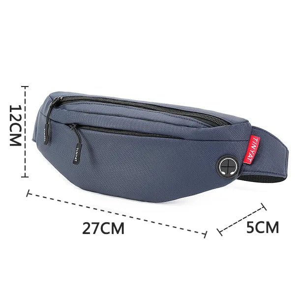 Storazone T2003 PU Blue TINYAT Men Waist Bag Pack Purse Casual Large Phone Belt Bag Pouch Women's Canvas Travel Phone Bag Fanny Banana Bag Hip 4 Pockets