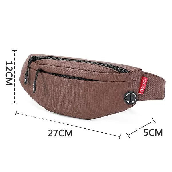 Storazone T2003 PU Brown TINYAT Men Waist Bag Pack Purse Casual Large Phone Belt Bag Pouch Women's Canvas Travel Phone Bag Fanny Banana Bag Hip 4 Pockets