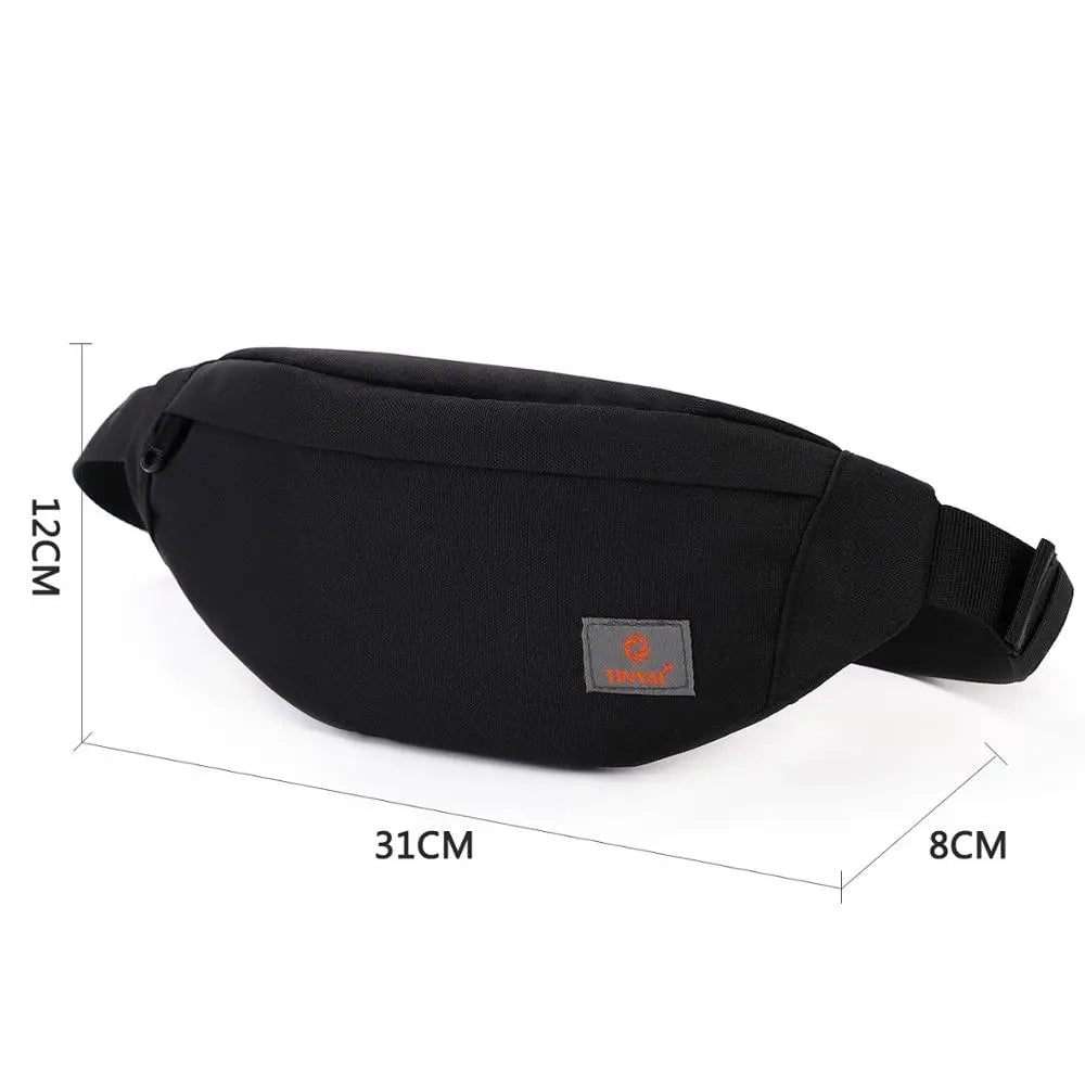 Storazone T201 Black TINYAT Men Waist Bag Pack Purse Casual Large Phone Belt Bag Pouch Women's Canvas Travel Phone Bag Fanny Banana Bag Hip 4 Pockets