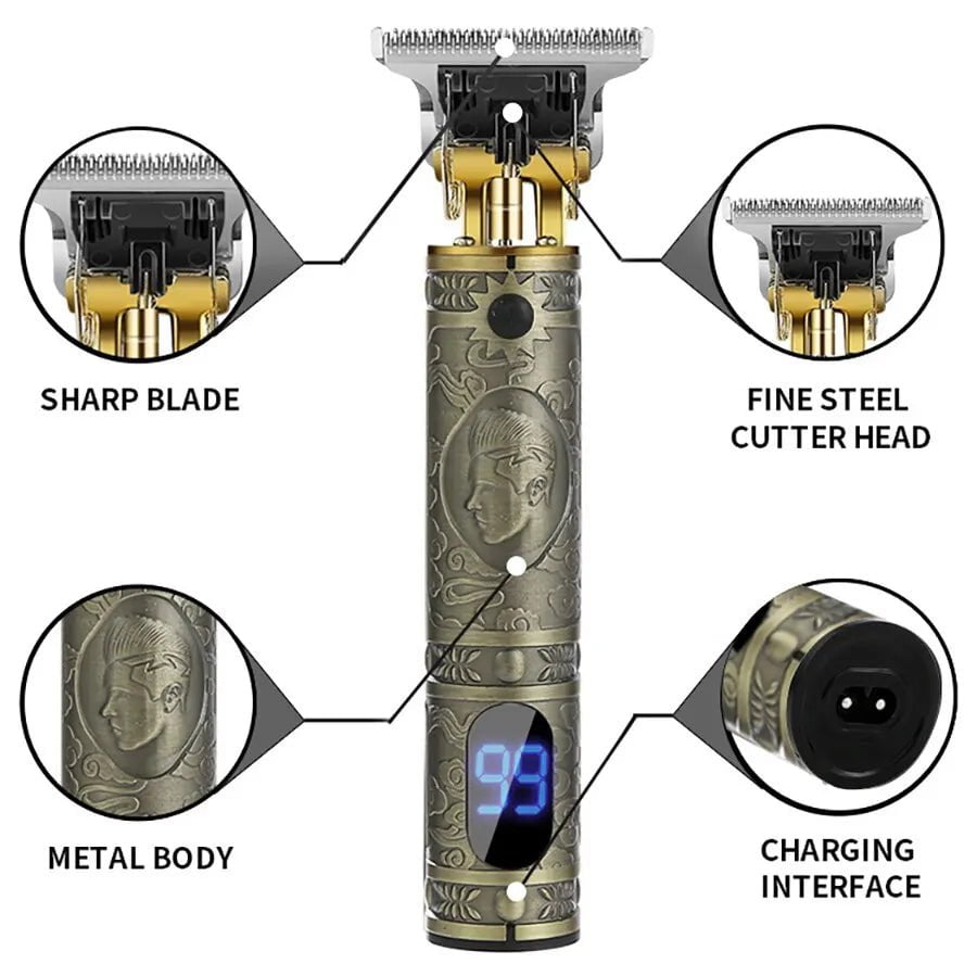 Storazone T9 Hair Clipper Electric Magic Fader Professional Engraving Clippers Electric Razor With LED Digital Display