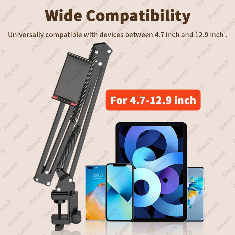 Storazone Tablet Holder For Bed iPad Stand 360° Rotating Desktop Phone Mount with Aluminum Arm For 4.5"~12.9" Xiaomi Lenovo Samsung Tablet