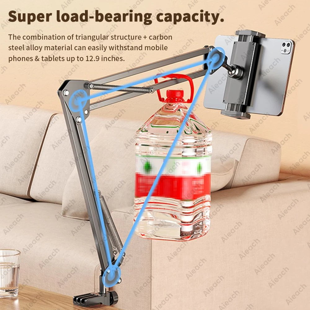 Storazone Tablet Holder For Bed iPad Stand 360° Rotating Desktop Phone Mount with Aluminum Arm For 4.5"~12.9" Xiaomi Lenovo Samsung Tablet