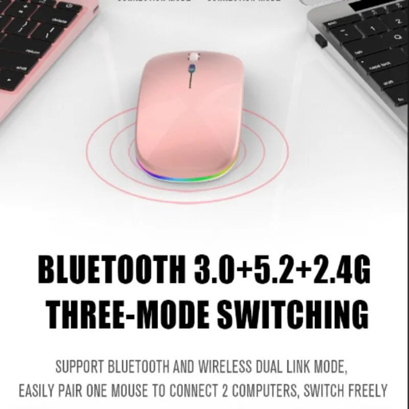 Storazone Tablet Phone Computer Bluetooth Wireless Mouse Charging Luminous 2.4G USB Wireless Mouse Portable Mouse