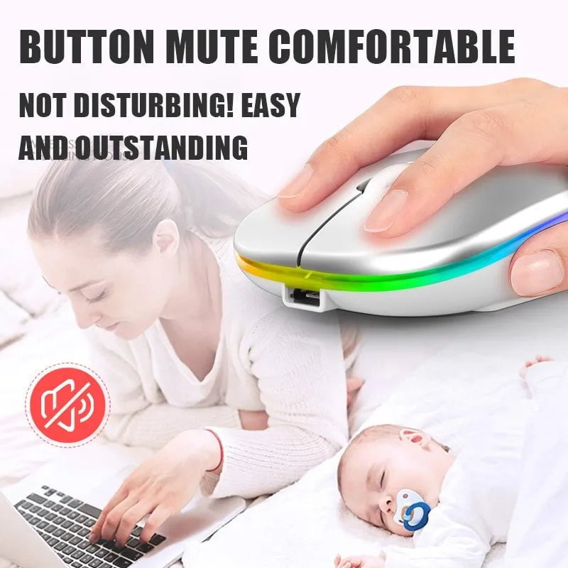 Storazone Tablet Phone Computer Bluetooth Wireless Mouse Charging Luminous 2.4G USB Wireless Mouse Portable Mouse