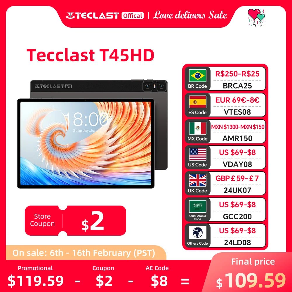 Storazone Teclast T45HD 10.51 inch Tablet Android 13 Incell Fully Laminated 8GB+8GB RAM 128GB ROM UNISOC T606 8-Core 1200x1920 IPS 4G LTE