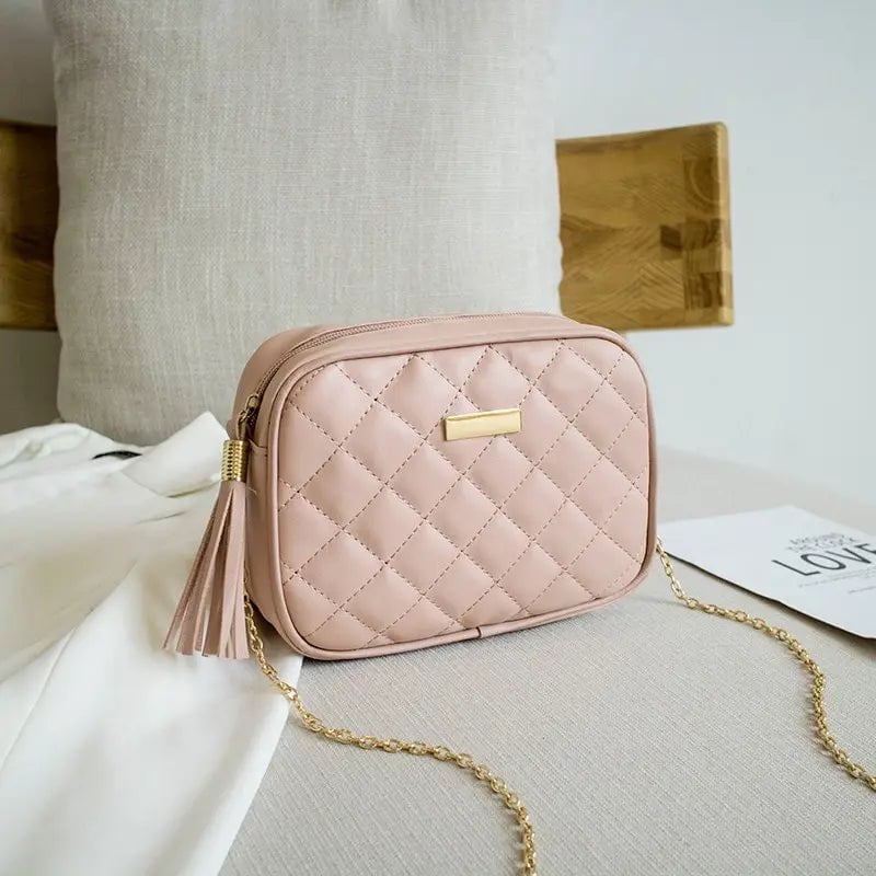 Storazone The cursor pink 2021 Urban Simple Style Embroidered Pattern Pure Color Chain Shoulder Crossbody Casual Trendy Mobile Phone Small Square Bag