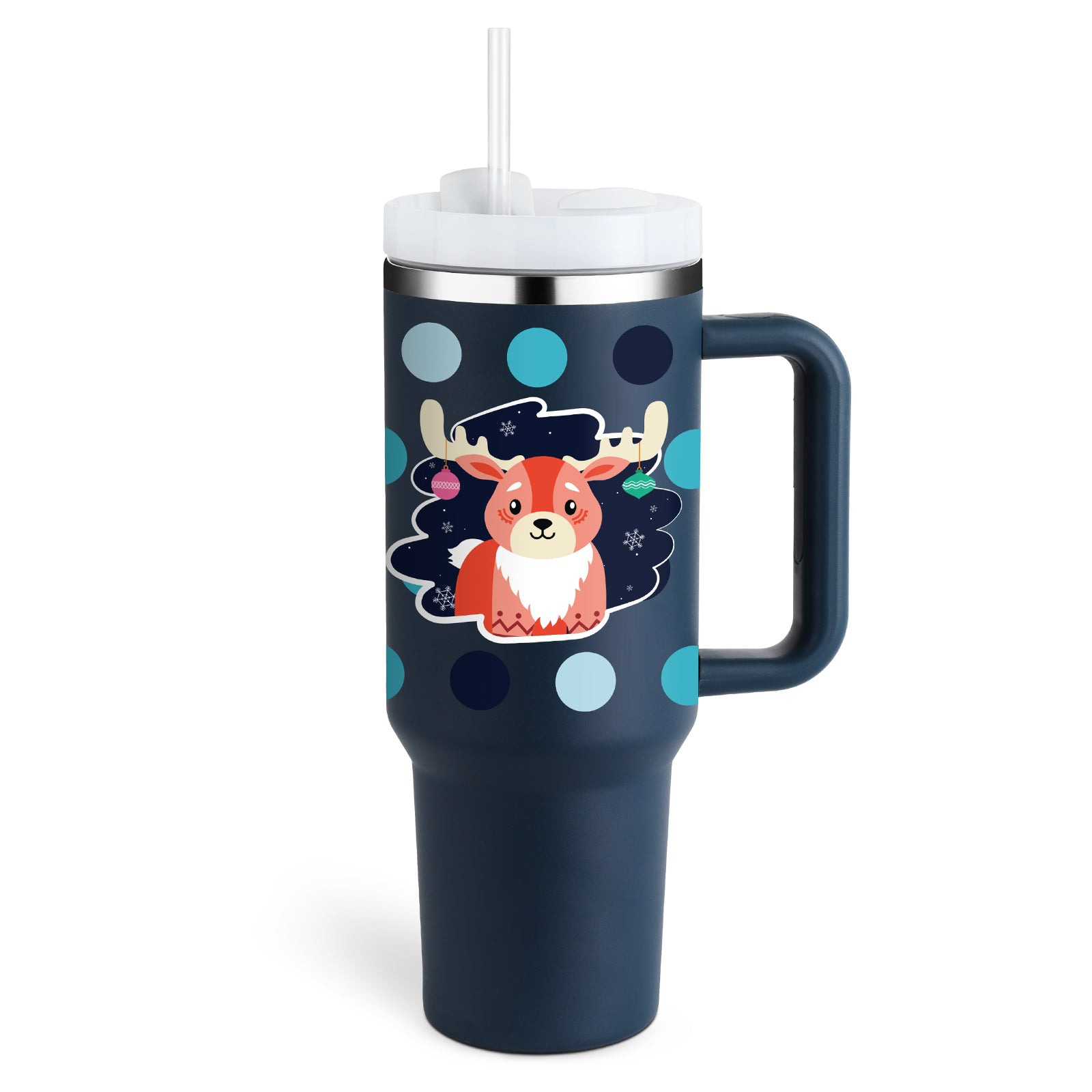 STORAZONE Thermal Christmas Blue / 1200ML Valentines Day Gift Thermal Mug 40oz Straw Coffee Insulation Cup With Handle Portable Car Stainless Steel Water Bottle LargeCapacity Travel BPA Free Thermal Mug