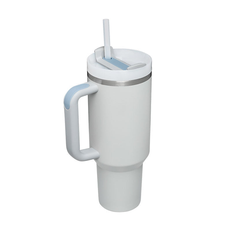 STORAZONE Thermal Fog color / 1200ML Valentines Day Gift Thermal Mug 40oz Straw Coffee Insulation Cup With Handle Portable Car Stainless Steel Water Bottle LargeCapacity Travel BPA Free Thermal Mug