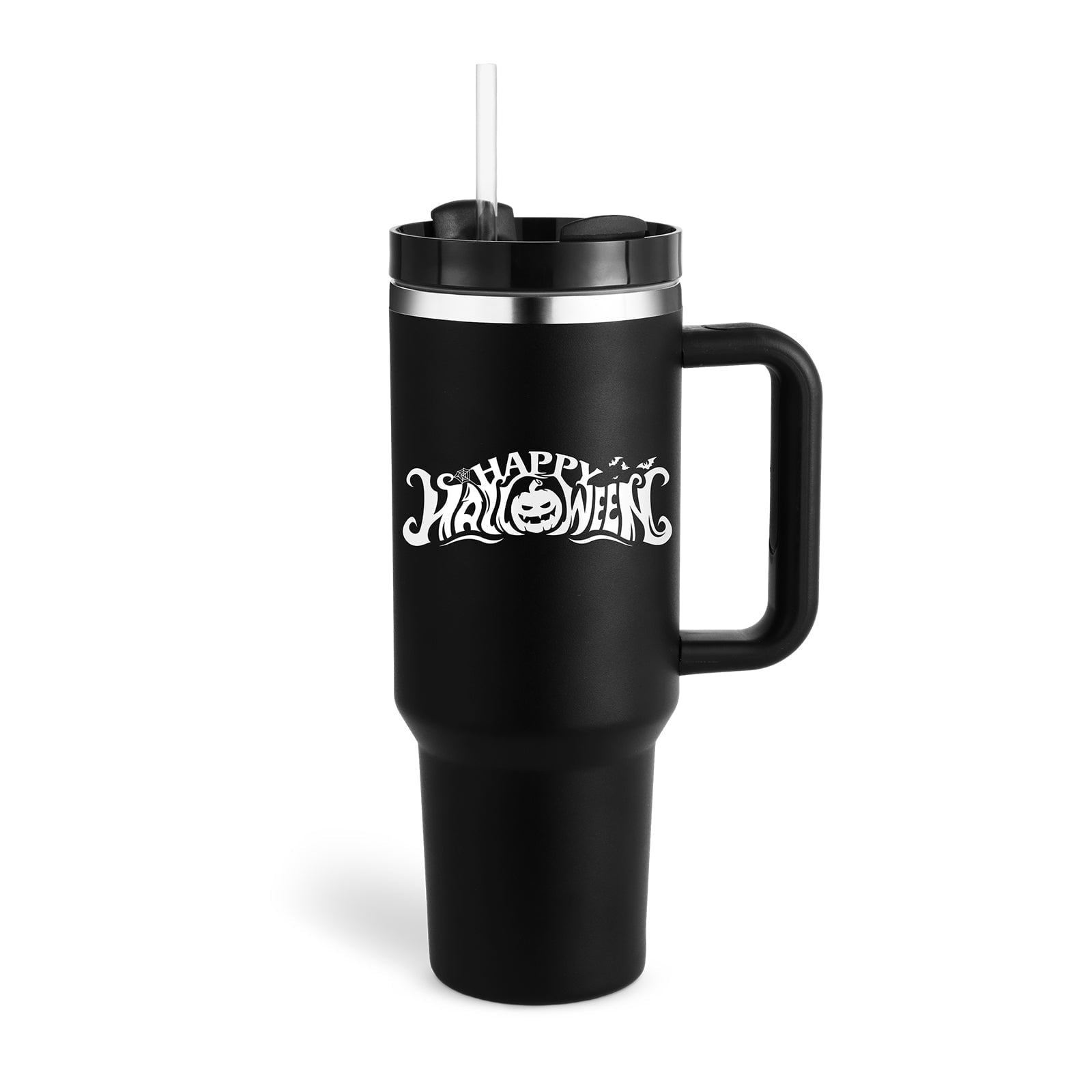 STORAZONE Thermal Halloween Cream black / 1200ML Valentines Day Gift Thermal Mug 40oz Straw Coffee Insulation Cup With Handle Portable Car Stainless Steel Water Bottle LargeCapacity Travel BPA Free Thermal Mug