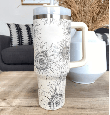 STORAZONE Thermal Sunflower / 1200ML Valentines Day Gift Thermal Mug 40oz Straw Coffee Insulation Cup With Handle Portable Car Stainless Steel Water Bottle LargeCapacity Travel BPA Free Thermal Mug