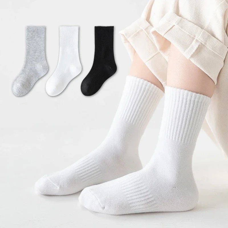 Storazone Three Lengths of Children Socks Boys Girls Black White Gray Striped Socks Baby Kids School Student Uniform Socks Sport Clothes