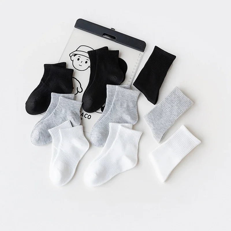 Storazone Three Lengths of Children Socks Boys Girls Black White Gray Striped Socks Baby Kids School Student Uniform Socks Sport Clothes