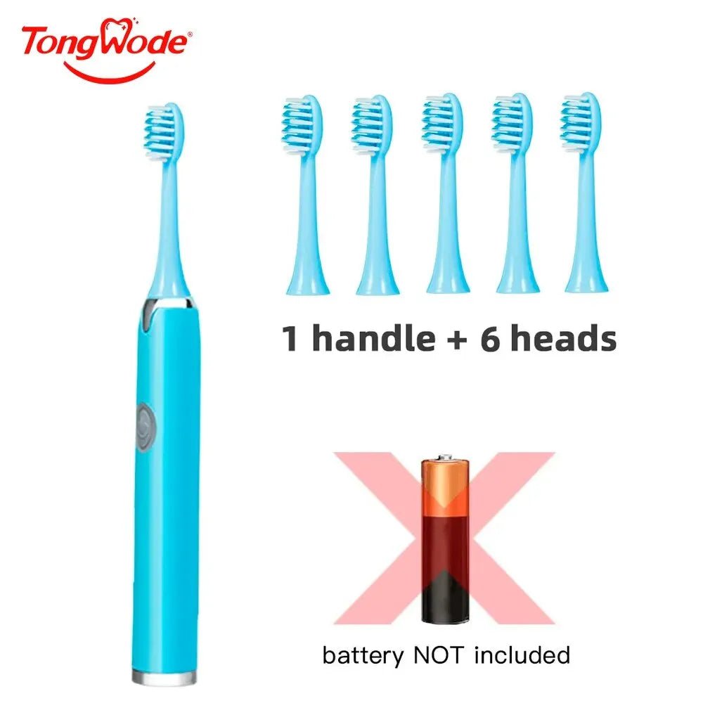 Storazone Tongwode Sonic Electric Toothbrush IPX7 Waterproof Adult Couple Home Use Soft Bristle Replaceable With 6 Tooth Brush Heads