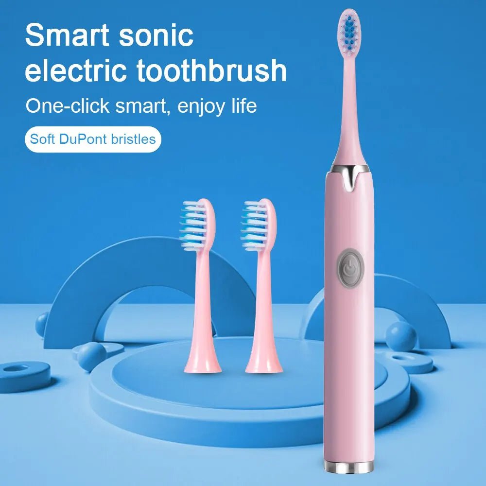 Storazone Tongwode Sonic Electric Toothbrush IPX7 Waterproof Adult Couple Home Use Soft Bristle Replaceable With 6 Tooth Brush Heads