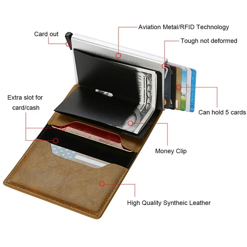 Storazone Top Quality Wallets Men Money Bag Mini Purse Male Vintage Brown Leather Rfid Card Holder Wallet Small Smart Wallet Pocket Walet