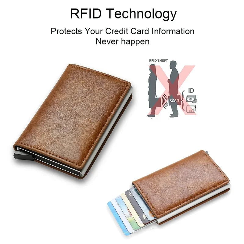 Storazone Top Quality Wallets Men Money Bag Mini Purse Male Vintage Brown Leather Rfid Card Holder Wallet Small Smart Wallet Pocket Walet