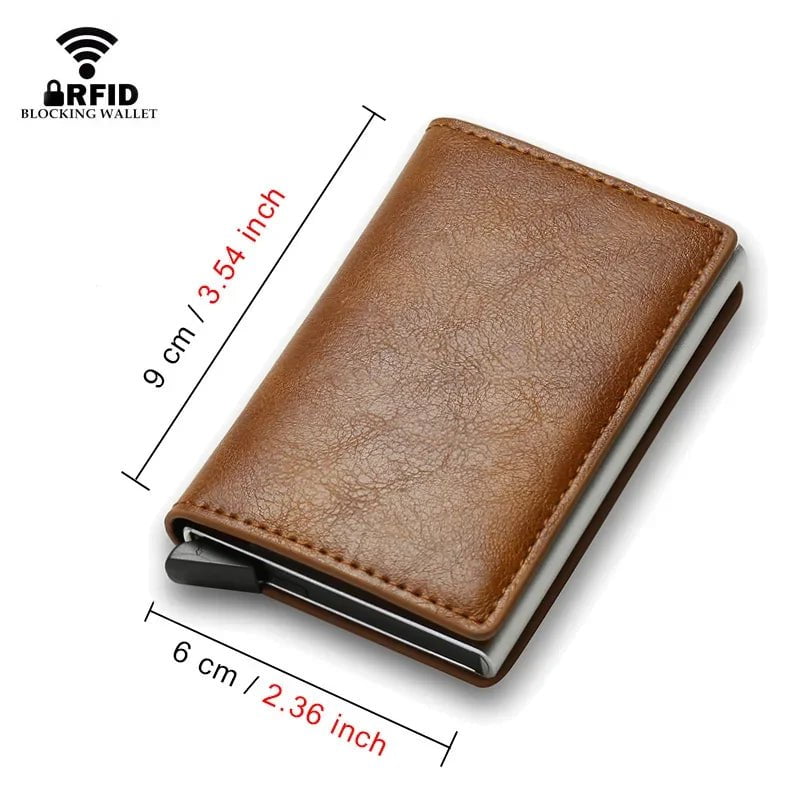 Storazone Top Quality Wallets Men Money Bag Mini Purse Male Vintage Brown Leather Rfid Card Holder Wallet Small Smart Wallet Pocket Walet