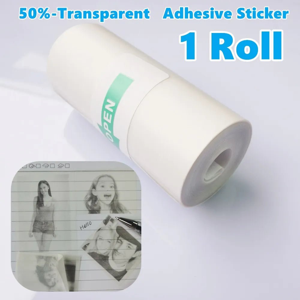 Storazone Transparent 1Roll Fun Print Portable Thermal Self-adhesive Stickers Photo Printer HD Mini Bluetooth 57*25mm Supplies 2d Label Maker For Phone