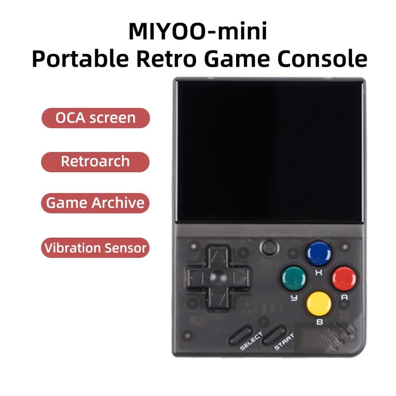 Storazone Transparent Black / CHINA MIYOO MINI V4 PortableRetro Handheld Game Console 2.8Inch IPS Screen Video Game Consoles Linux System Classic Gaming Emulator