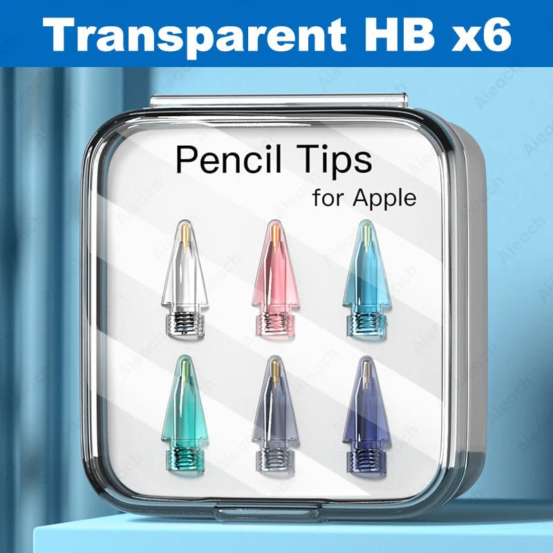 Storazone Transparent HB x6 / CHINA Tip For Apple Pencil Pen Nib For Apple Pencil 1ª 2nd Generation Tip Double Layer 2B HB 2.0 3.0 Soft Hard iPad Pencil Accessories