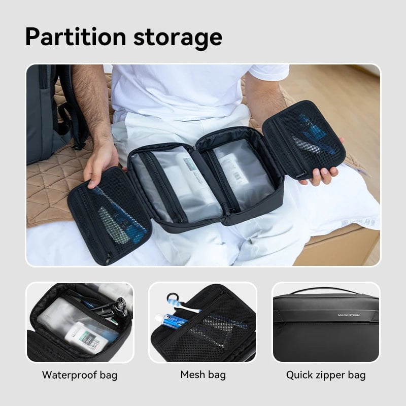 Storazone Travel Toiletry Bag Men's Business Trip Gods Dry Wet Separation Fitness Bath Bag Waterproof Makeup Storage Bag L_MR86 Wash Bag